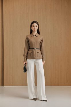 Olive Brown Zip-Front Riding Jacket