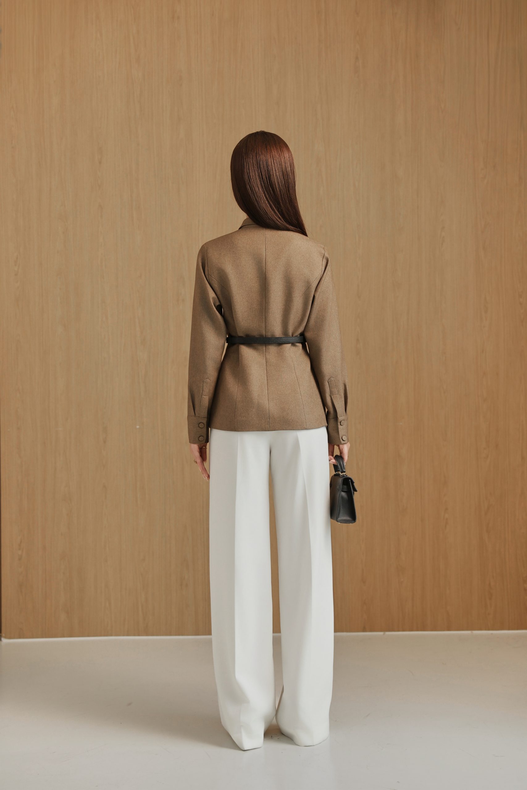 Olive Brown Zip-Front Riding Jacket - Ảnh 5