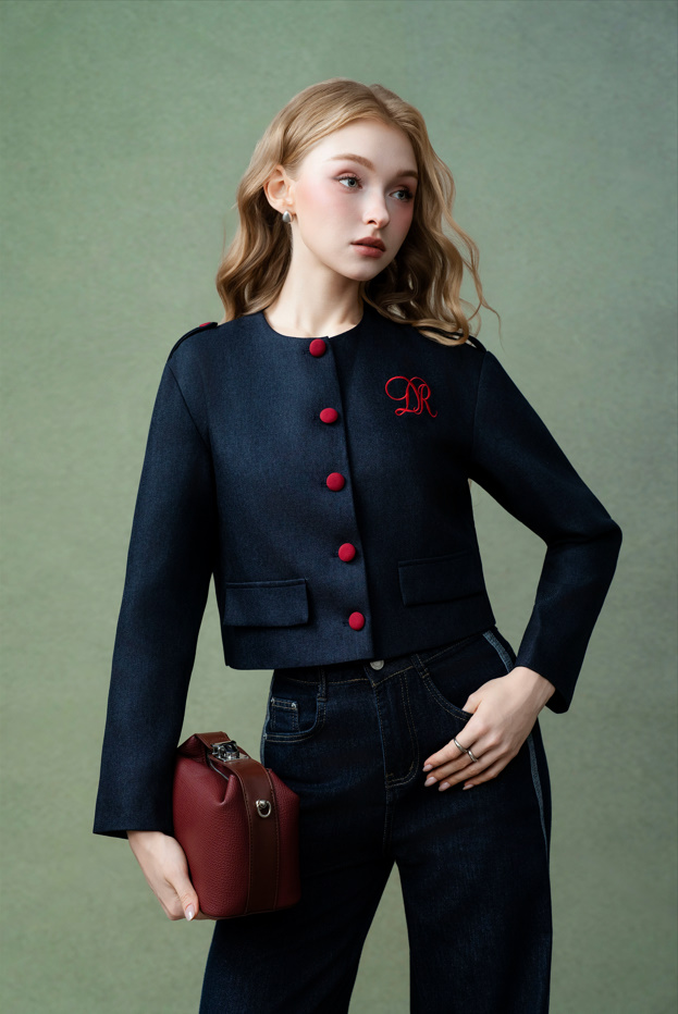 Navy Red-Button Jacket