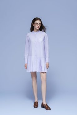 LILAC PLEATED SHIRT DRESS