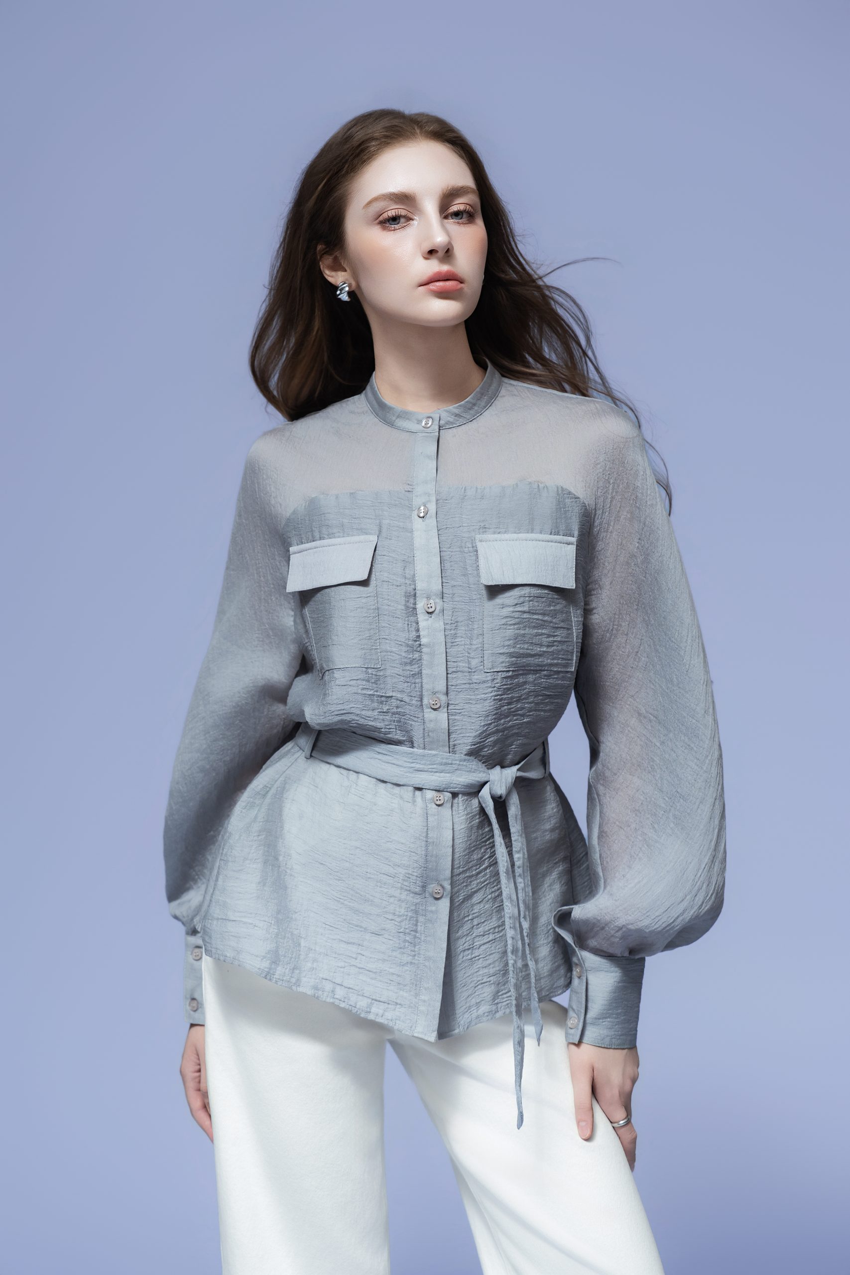 SHEER TEXTURED BLOUSE - Ảnh 2