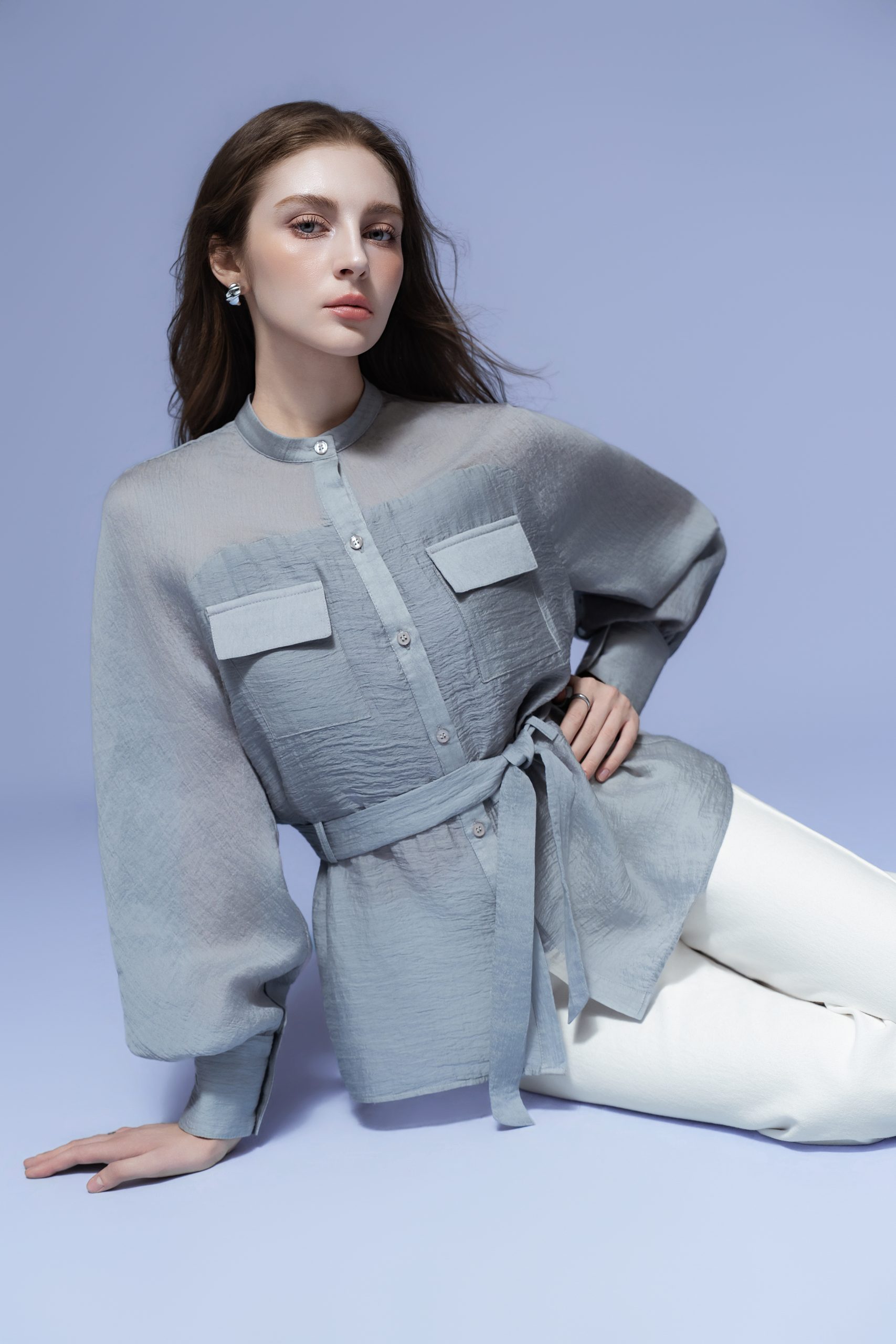 SHEER TEXTURED BLOUSE - Ảnh 4
