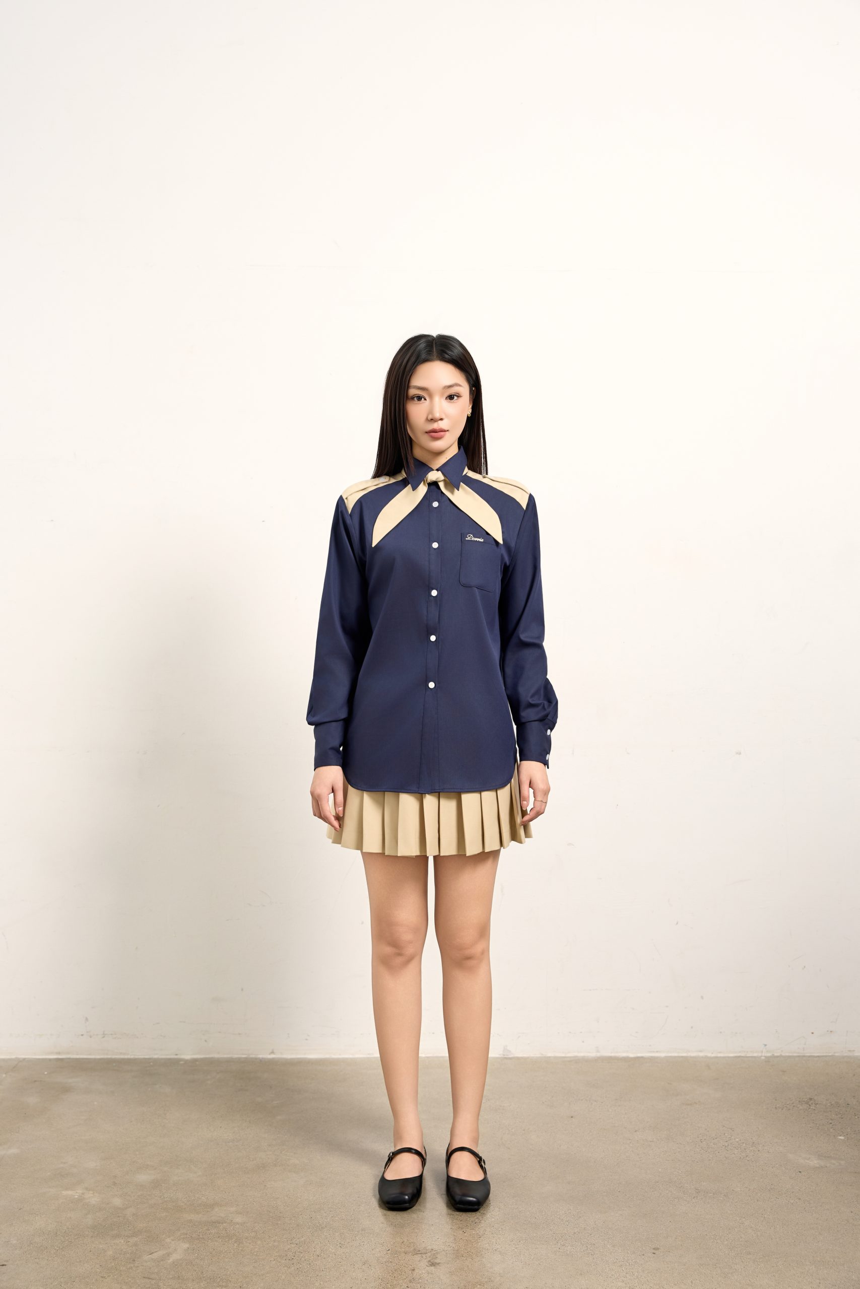 BEIGE PLEATED SKIRT