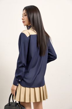 Alternative view of NAVY SCARF-TIE SHIRT