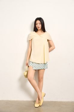YELLOW TIE-NECK TOP