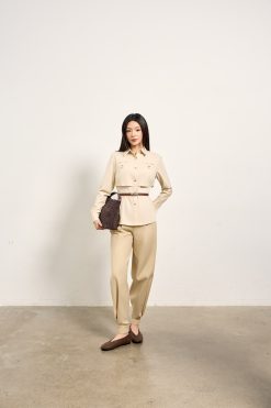 BEIGE TAPERED TROUSERS
