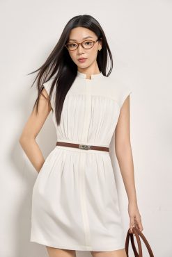 Alternative view of WHITE PLEATED DRESS